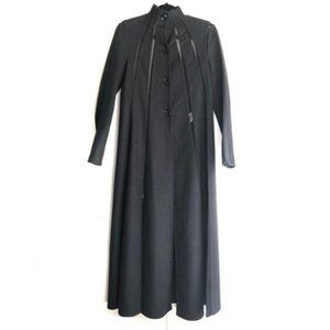 VALENTINO Black Split Panels Tulle And Wool Runway Coat
